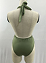 One Piece Swimsuit - Plunging Neckline / Twisted Straps
